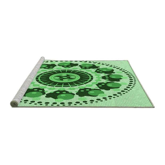 Sideview of Machine Washable Transitional Green Rug, wshpat1919grn