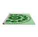 Sideview of Machine Washable Transitional Green Rug, wshpat1919grn