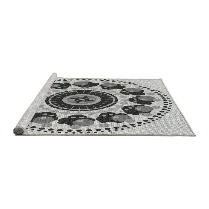 Sideview of Machine Washable Transitional Ash Gray Rug, wshpat1919gry