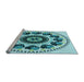 Sideview of Machine Washable Transitional Dark Cyan Green Rug, wshpat1919lblu