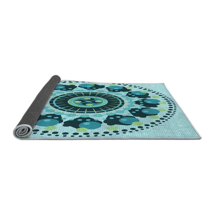 Thickness of Patterned Dark Cyan Green Rug, pat1919lblu