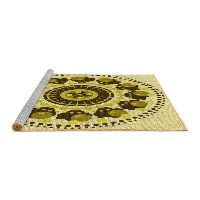 Sideview of Machine Washable Transitional Mustard Yellow Rug, wshpat1919yw
