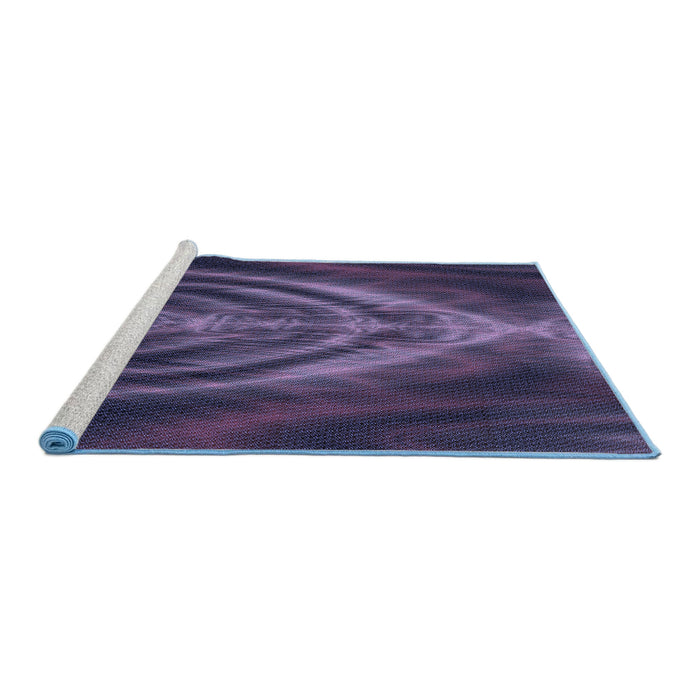 Sideview of Machine Washable Transitional Slate Blue Rug, wshpat192blu