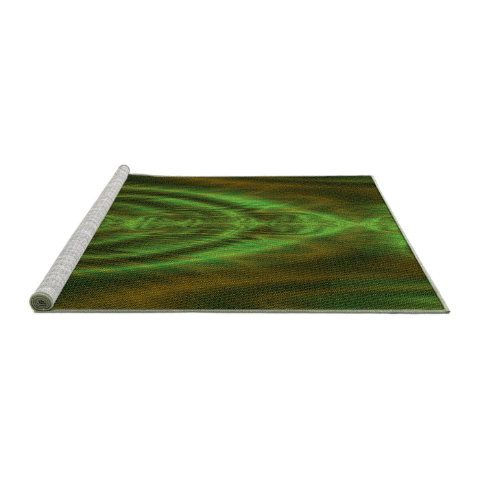 Sideview of Machine Washable Transitional Dark Lime Green Rug, wshpat192grn