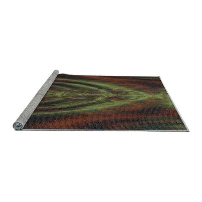 Sideview of Machine Washable Transitional Fern Green Rug, wshpat192lblu