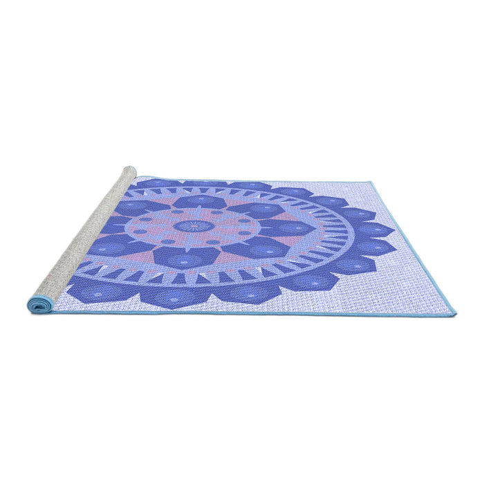 Sideview of Machine Washable Transitional Blue Rug, wshpat1920blu