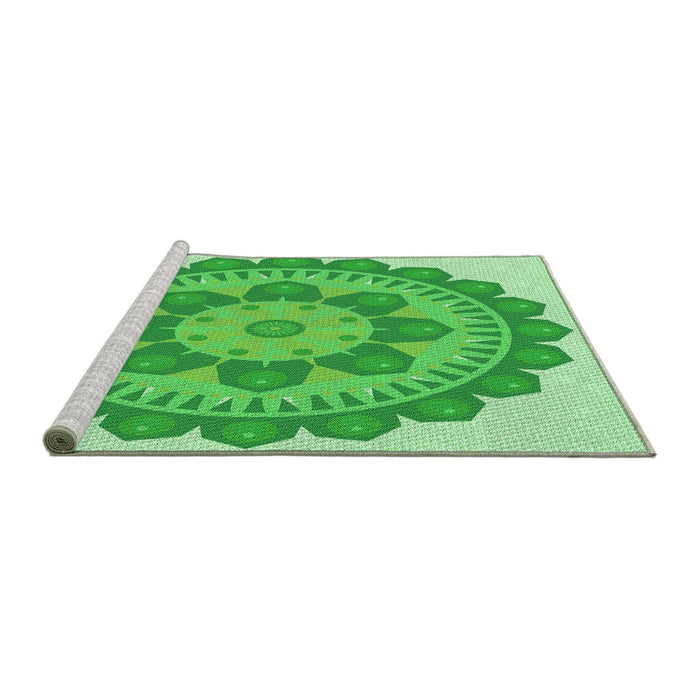 Sideview of Machine Washable Transitional Green Rug, wshpat1920grn