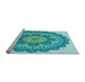 Sideview of Machine Washable Transitional Light Sea Green Rug, wshpat1920lblu