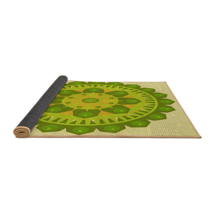 Thickness of Patterned Dark Yellow Green Rug, pat1920yw