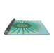 Thickness of Patterned Aquamarine Green Rug, pat1921lblu