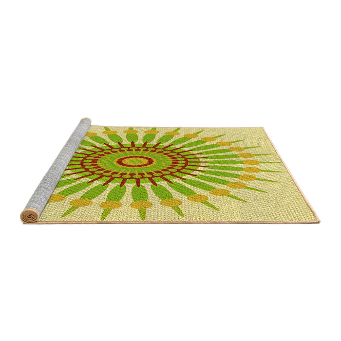 Sideview of Machine Washable Transitional Tea Green Rug, wshpat1921yw