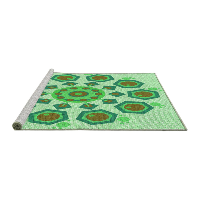 Sideview of Machine Washable Transitional Jade Green Rug, wshpat1922grn