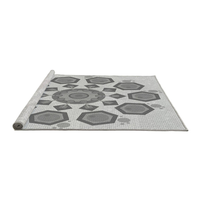 Sideview of Machine Washable Transitional Gray Rug, wshpat1922gry