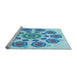 Sideview of Machine Washable Transitional Blue Rug, wshpat1922lblu