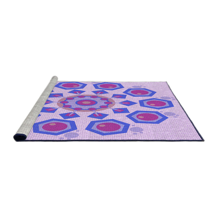 Sideview of Machine Washable Transitional Blossom Pink Rug, wshpat1922pur