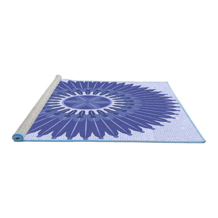 Sideview of Machine Washable Transitional Blue Rug, wshpat1923blu