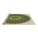 Sideview of Machine Washable Transitional Ginger Brown Green Rug, wshpat1923brn