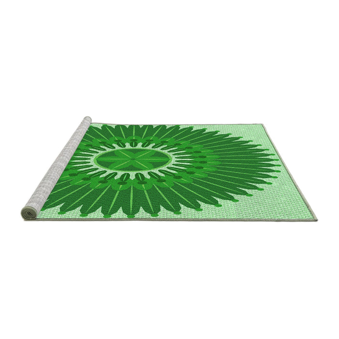Sideview of Machine Washable Transitional Jade Green Rug, wshpat1923grn