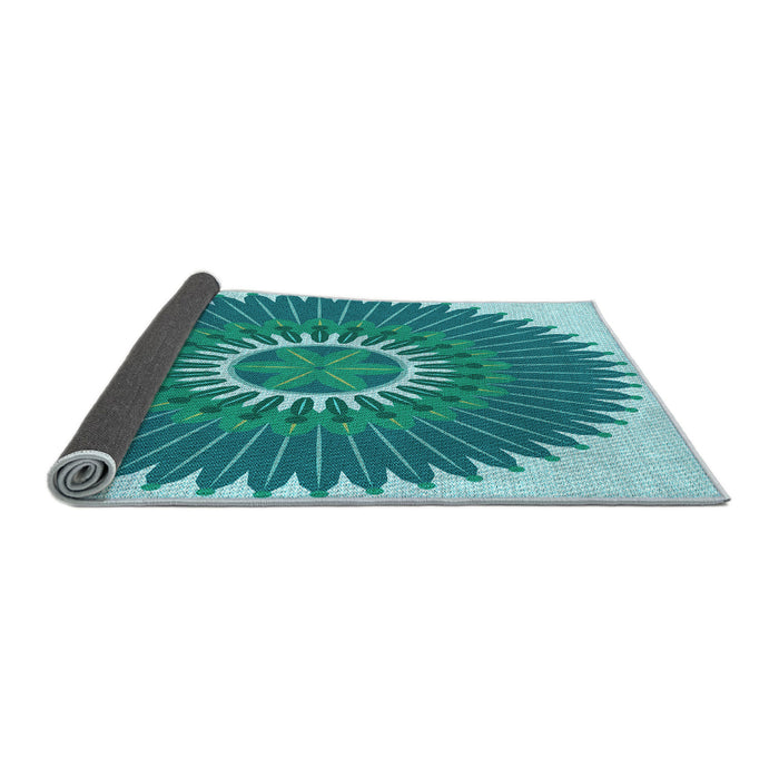 Thickness of Patterned Dark Cyan Green Rug, pat1923lblu