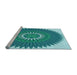 Sideview of Machine Washable Transitional Dark Cyan Green Rug, wshpat1923lblu