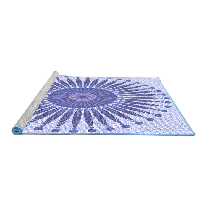 Sideview of Machine Washable Transitional Periwinkle Purple Rug, wshpat1924blu