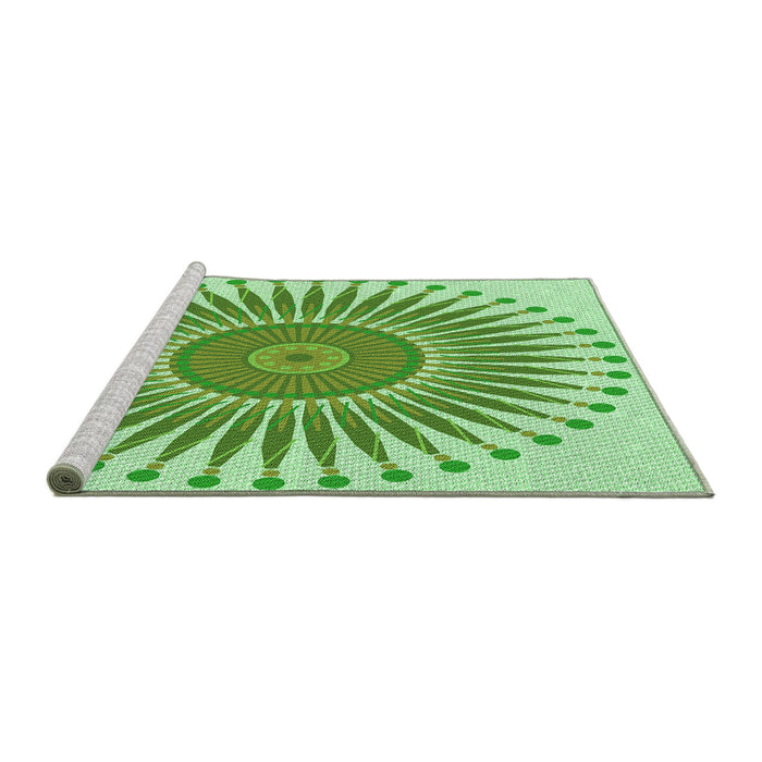 Sideview of Machine Washable Transitional Light Green Rug, wshpat1924grn