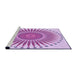 Sideview of Machine Washable Transitional Blossom Pink Rug, wshpat1924pur