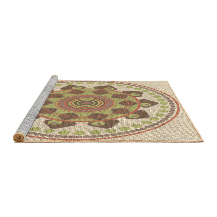 Sideview of Machine Washable Transitional Khaki Gold Rug, wshpat1925brn