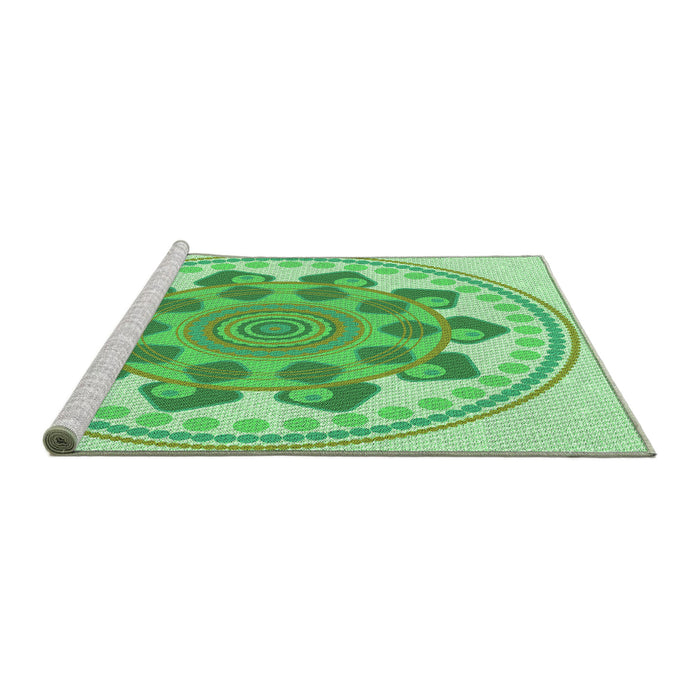 Sideview of Machine Washable Transitional Jade Green Rug, wshpat1925grn