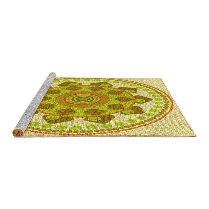 Sideview of Machine Washable Transitional Neon Yellow Rug, wshpat1925yw