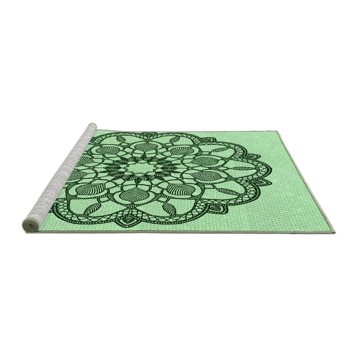 Sideview of Machine Washable Transitional Mint Green Rug, wshpat1926grn