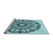 Sideview of Machine Washable Transitional Deep-Sea Green Rug, wshpat1926lblu