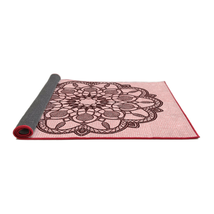 Thickness of Patterned Light Rose Pink Rug, pat1926rd