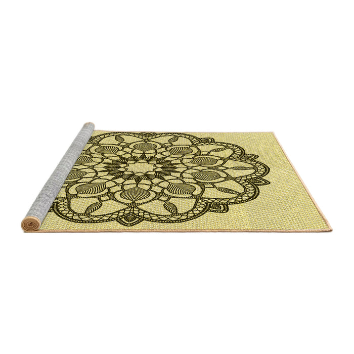 Sideview of Machine Washable Transitional Mustard Yellow Rug, wshpat1926yw