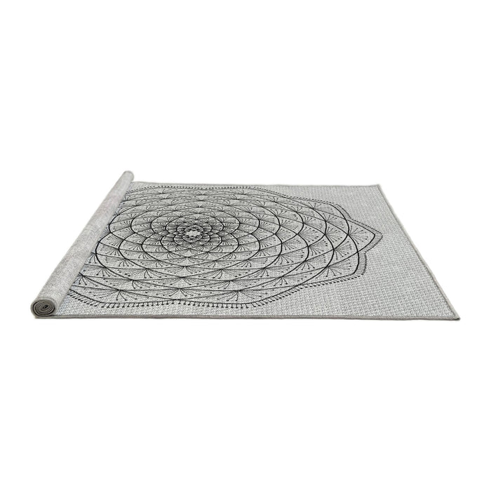 Sideview of Machine Washable Transitional Platinum Gray Rug, wshpat1927gry