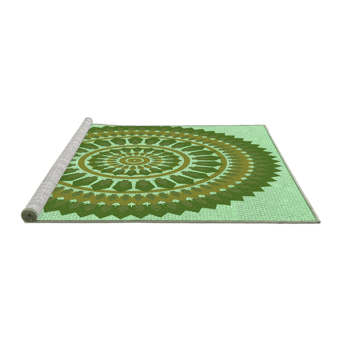 Sideview of Machine Washable Transitional Light Green Rug, wshpat1929grn