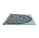 Sideview of Machine Washable Transitional Blue Rug, wshpat1929lblu