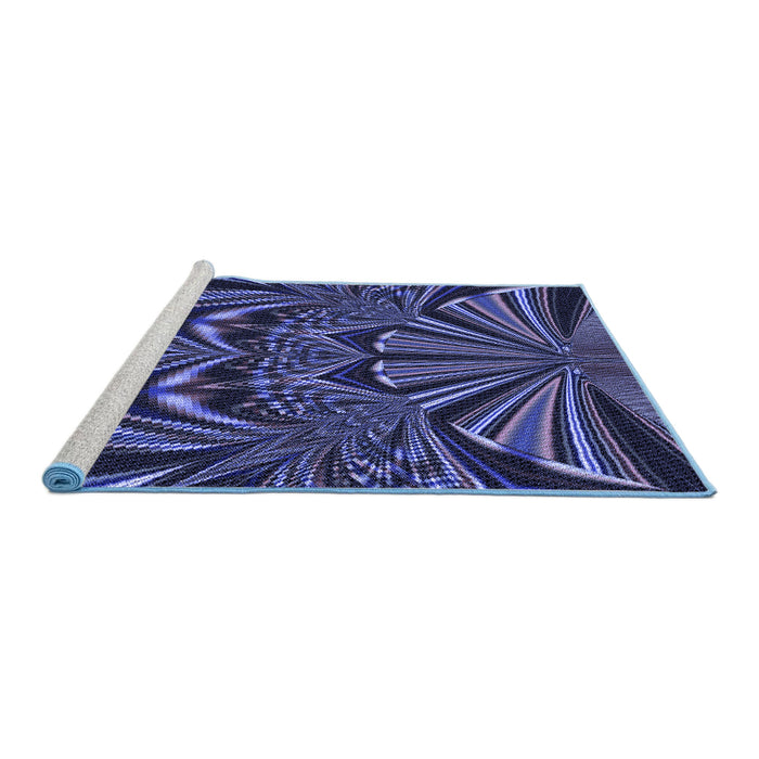Sideview of Machine Washable Transitional Night Blue Rug, wshpat193blu