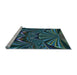 Sideview of Machine Washable Transitional Deep-Sea Green Rug, wshpat193lblu