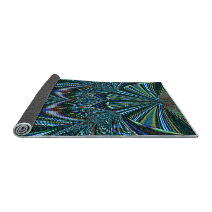 Thickness of Patterned Deep-Sea Green Rug, pat193lblu