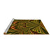 Sideview of Machine Washable Transitional Dark Yellow Green Rug, wshpat193yw