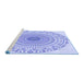 Sideview of Machine Washable Transitional Blue Rug, wshpat1930blu