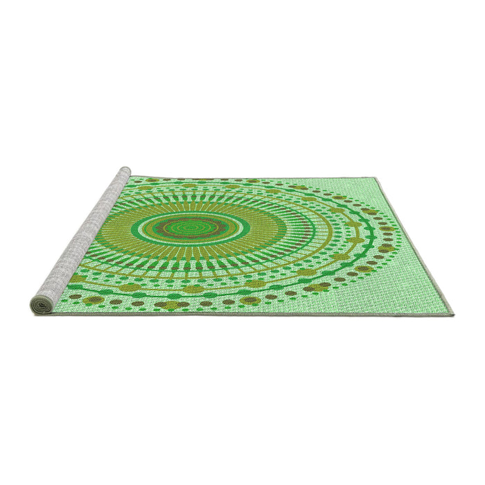 Sideview of Machine Washable Transitional Green Rug, wshpat1930grn