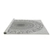 Sideview of Machine Washable Transitional Gunmetal Gray Rug, wshpat1930gry