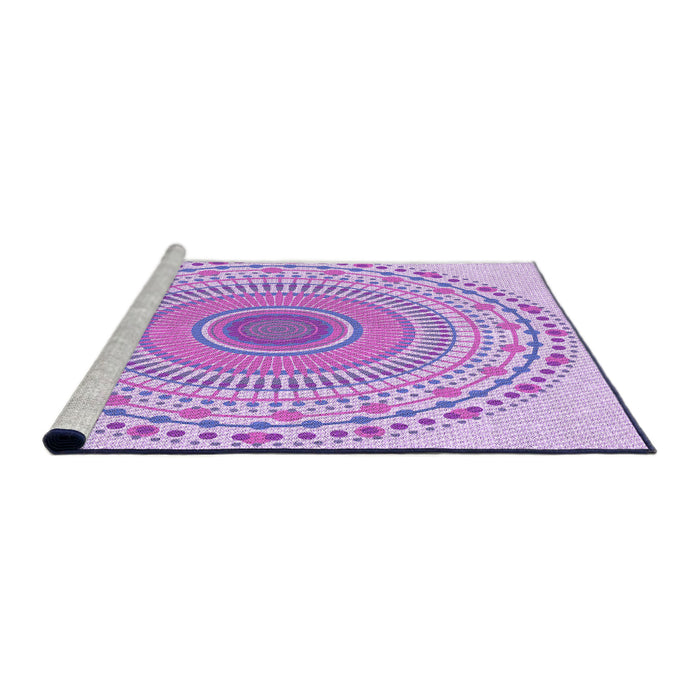 Sideview of Machine Washable Transitional Blossom Pink Rug, wshpat1930pur