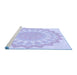 Sideview of Machine Washable Transitional Blue Rug, wshpat1931blu