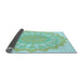 Thickness of Patterned Aquamarine Green Rug, pat1931lblu