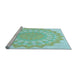 Sideview of Machine Washable Transitional Aquamarine Green Rug, wshpat1931lblu