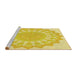 Sideview of Machine Washable Transitional Yellow Rug, wshpat1931yw