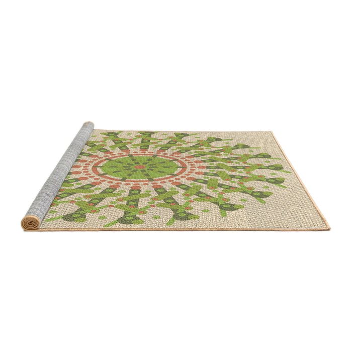 Sideview of Machine Washable Transitional Khaki Gold Rug, wshpat1932brn